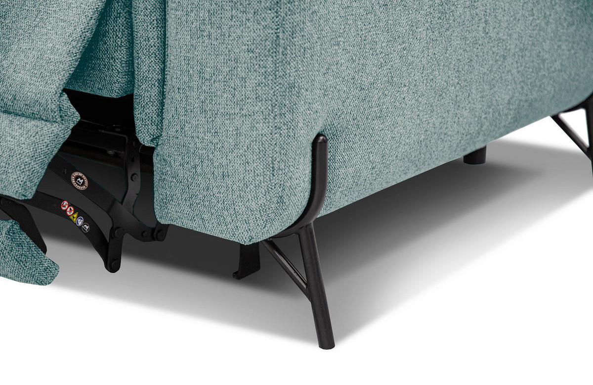 SOFA AVENA 3-Sitzer mit 1 Relaxfunktion, mintgrün - Mintgrün, Holzwerkstoff/Textil (204/80/108cm) - Courtois Laville