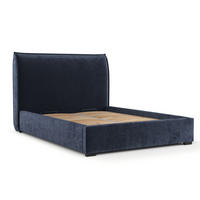 POLSTERBETT Como Marineblau 160/200 cm im Chenille-Stoff - Schwarz/Naturfarben, Holz/Holzwerkstoff (160/200cm) - Maison de Reve