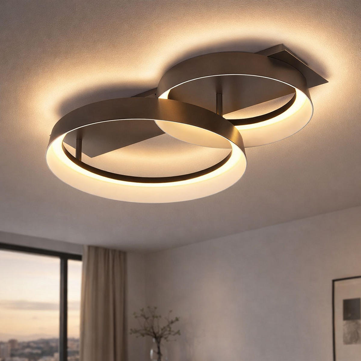 LED DECKENLEUCHTE Metall Braun Opal - Braun, Metall (50/35/12cm) - Globo Lighting