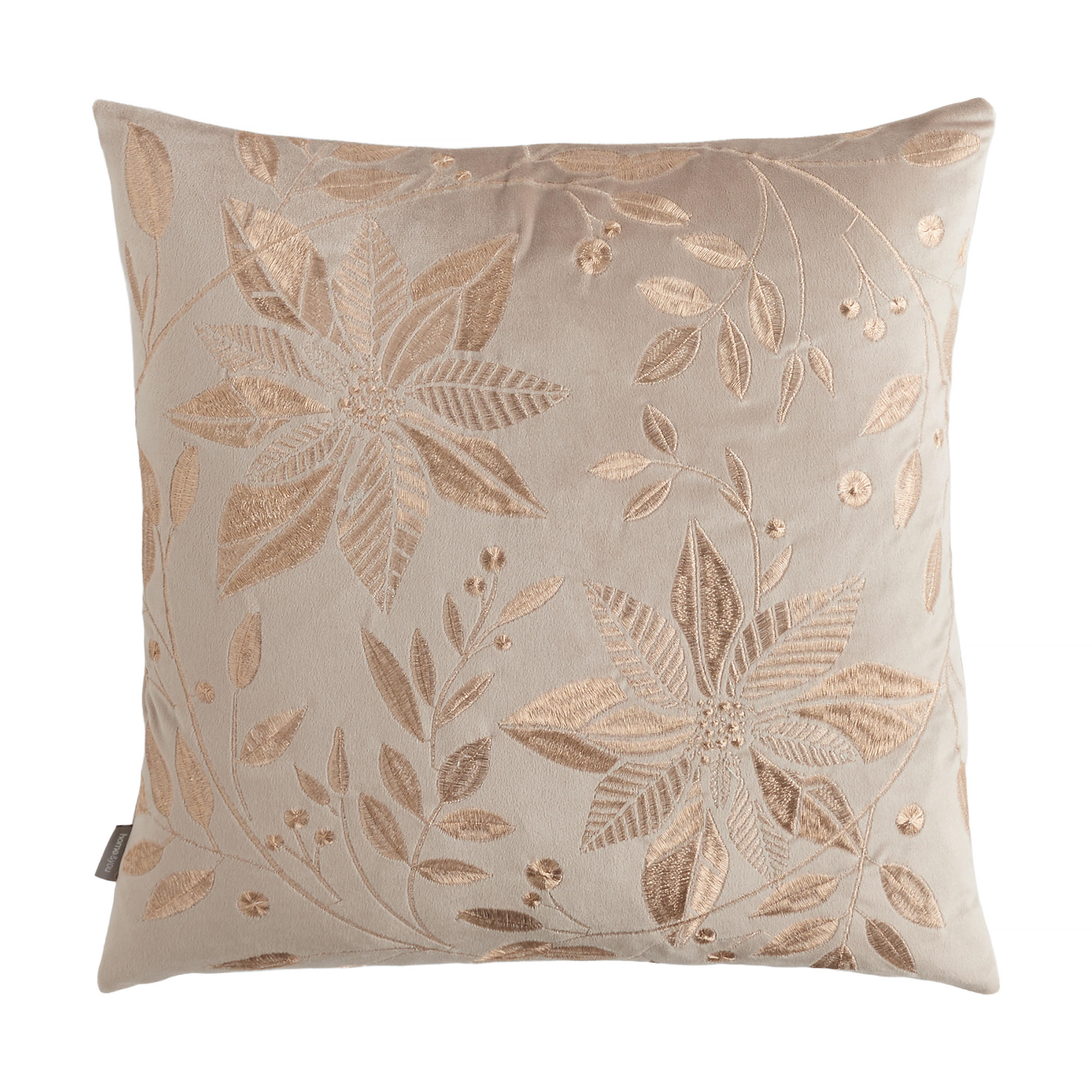 KISSENBEZUG Petalina, 45x45cm, Beige, Weihnachten Kissenhülle, Weihnachtsdeko, Christmas, Weihnachtsmotiv Sofakissen Dekokissenbezuge - Beige, Kunststoff/Textil (45/45cm) - home&you