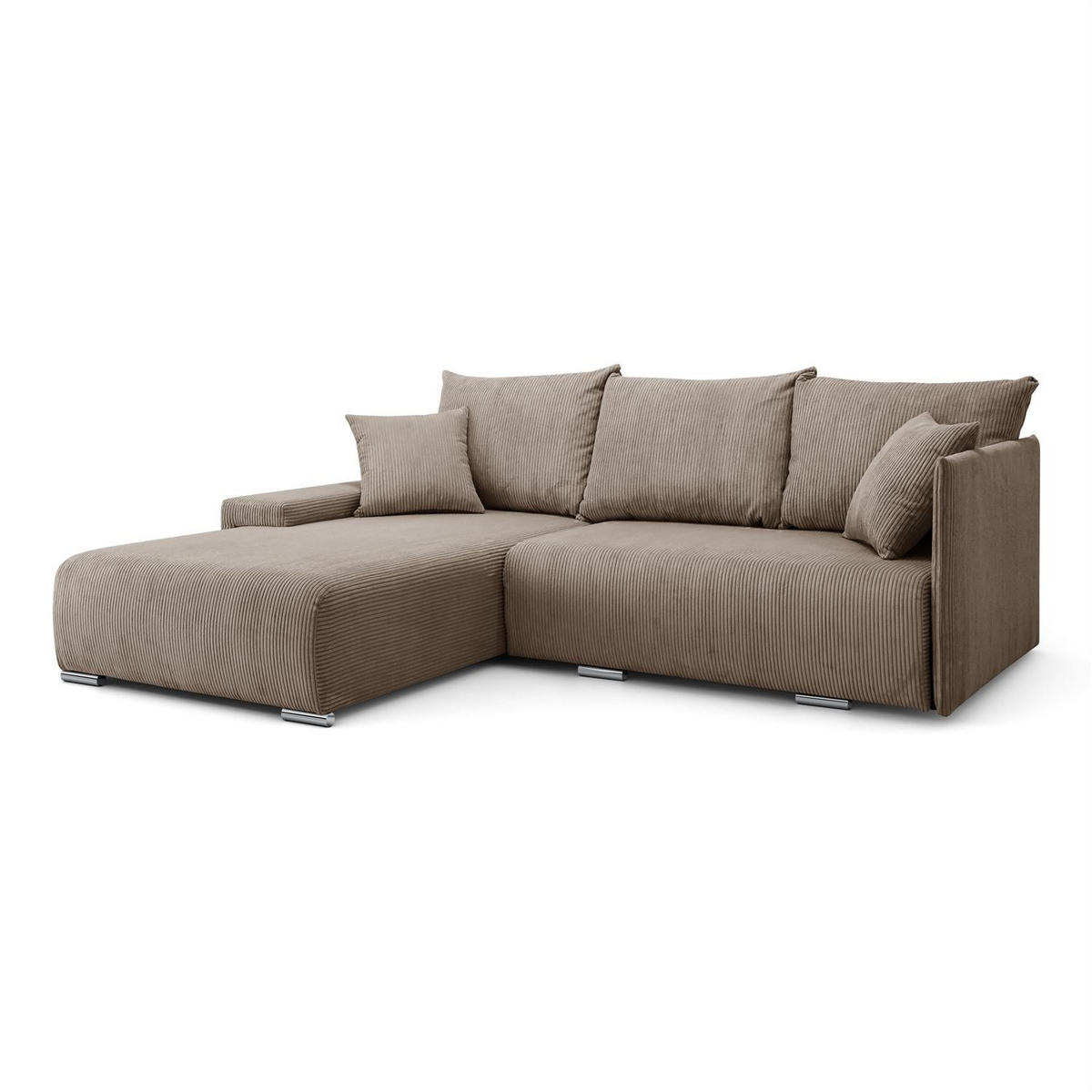 ECKSOFA LAVIO L mit Schlaffunktion und Bettzeugkasten Linke - Braun, Textil (246/188cm) - Lookway