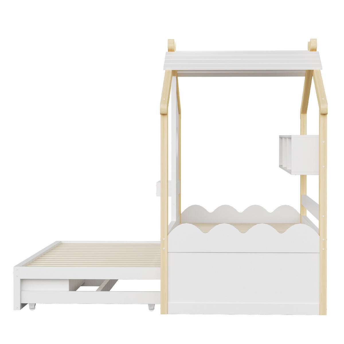 KINDERBETT 90/200 cm & 90/190 cm in Weiß & Natur mit 2 Schubladen, LED und USB - Weiß/Naturfarben, Holz/Holzwerkstoff (90/200cm) - WISHDOR