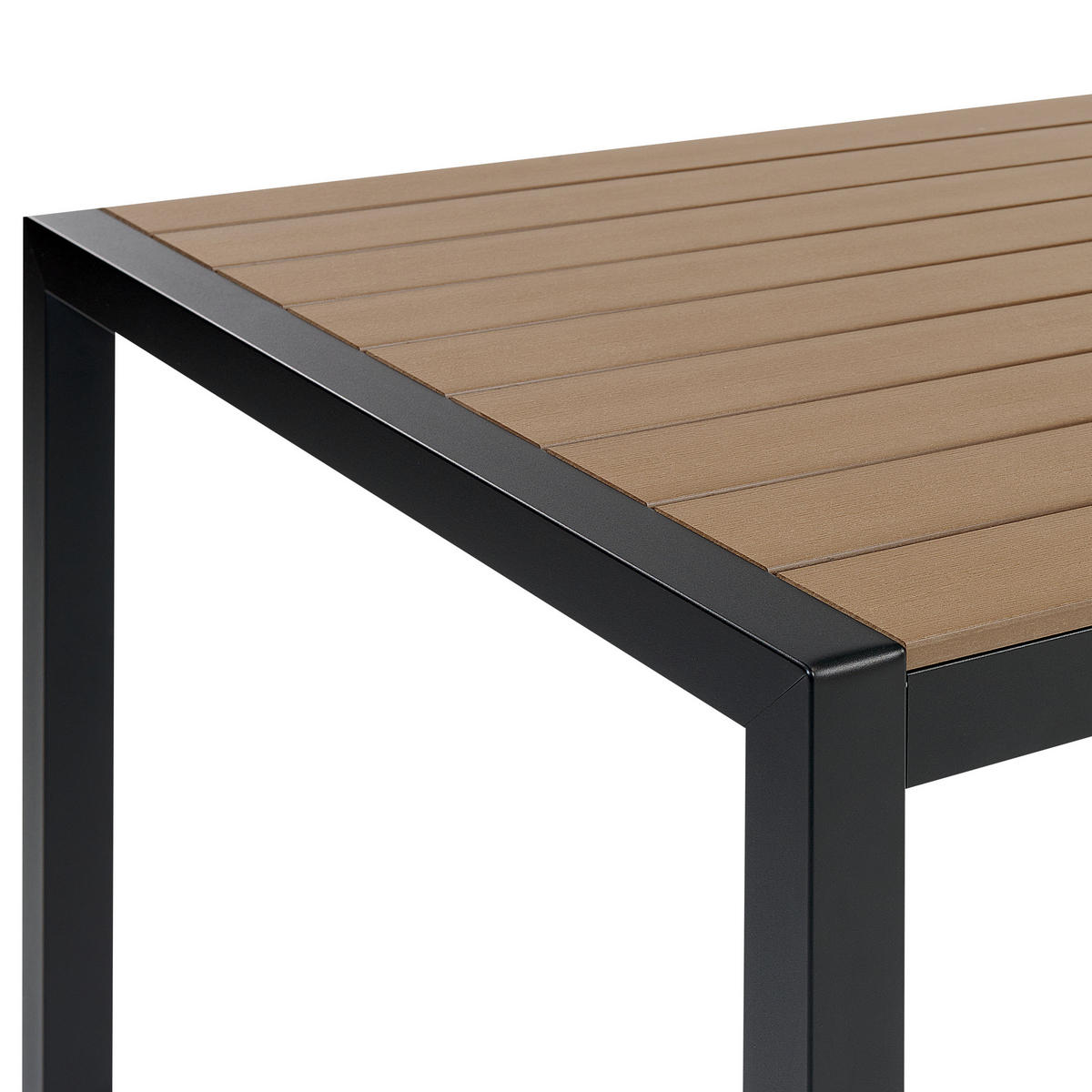 GARTENTISCH Aluminium hellbraun/schwarz 180/90 cm Vernio - Hellbraun/Schwarz, Holz (180/90/76cm) - Beliani