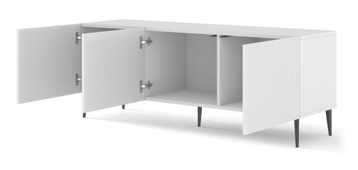 TV-LOWBOARD WEIß - Schwarz/Weiß, Holzwerkstoff (150/56/42cm) - FURNLUX