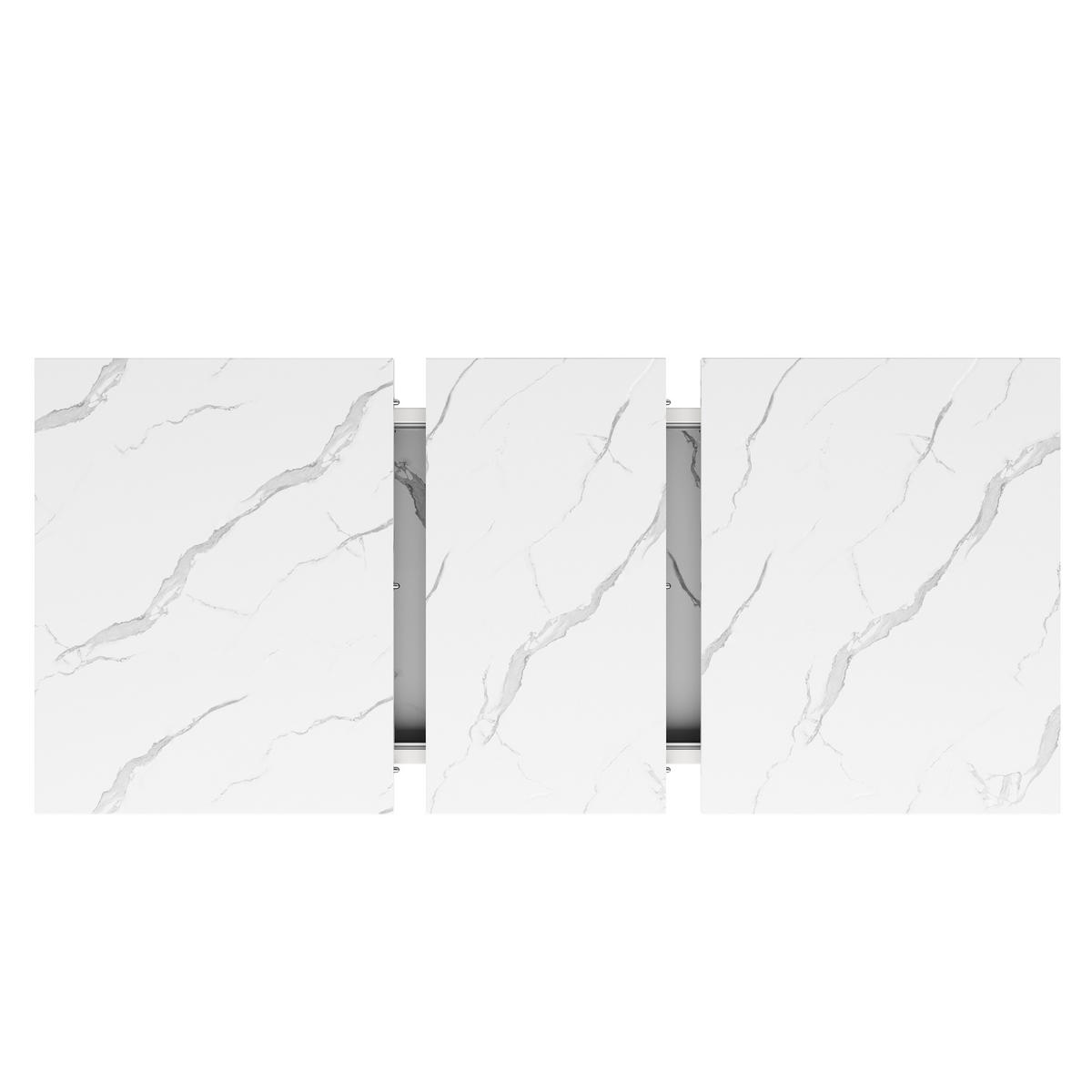 AUSZIEHBARER Esstisch aus MDF mit Marmormuster, 118-157/75/76,4 cm, Weiß - Weiß, Holzwerkstoff (118/75/76.4cm) - Redom