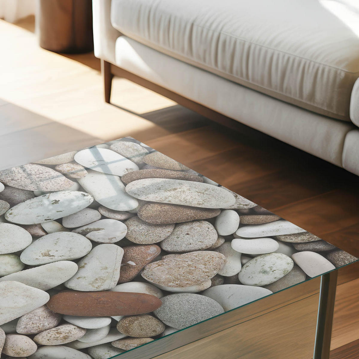 TISCHPLATTE 50x50 cm – Natursteine - Grau, Glas (50/50/0.4cm) - Wallfluent
