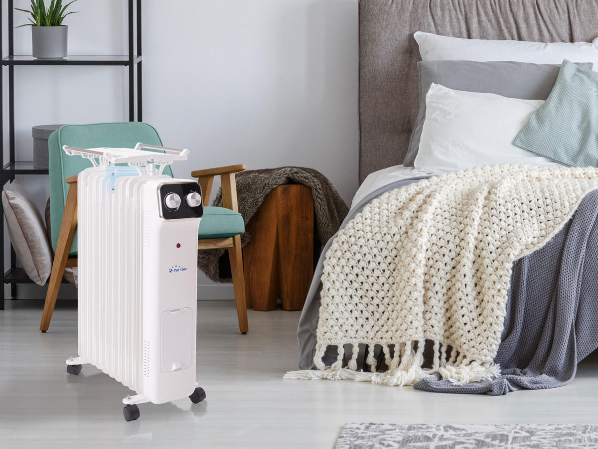 ÖLRADIATOR Weiß mit Rollen und 3 Leistungsstufen 2500 W - Weiß, Metall (46/62/15cm) - Purline