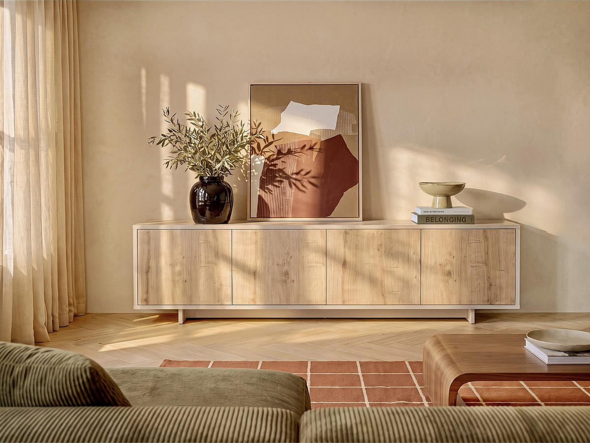 TV-BOARD - 180 x 40 - holz - beige, naturfarben hell Zefyna - Beige/Naturfarben, Holz (180/45.8/40cm) - Vente-Unique