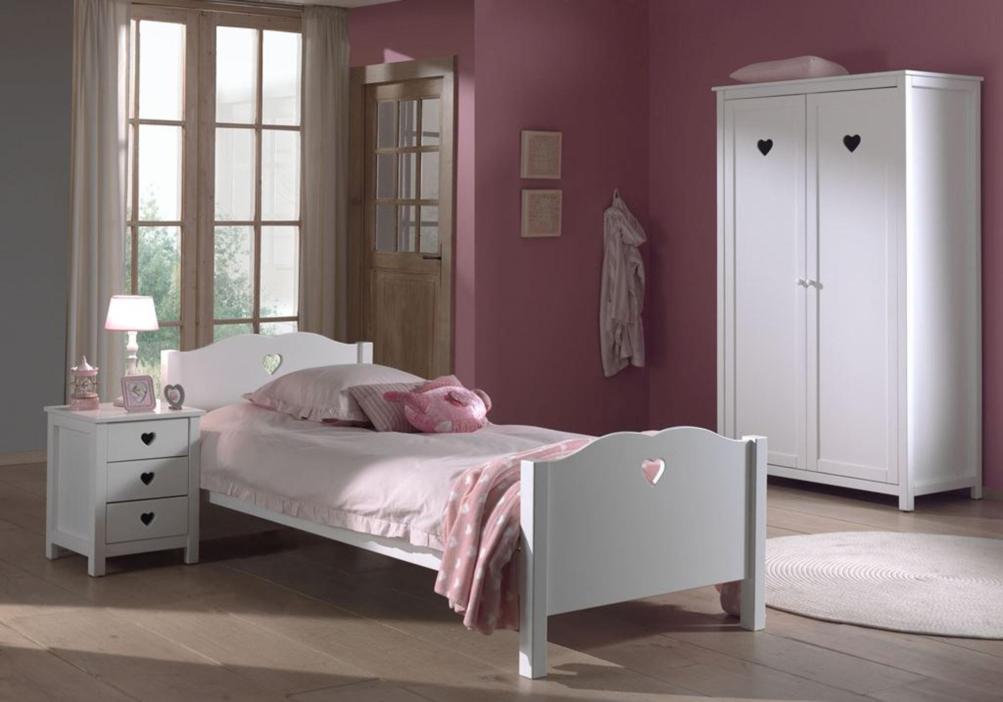 KINDERZIMMER Kamila 1 weiß aus MDF mit Bett, Schrank und Nachtkonsole - Weiß, Holzwerkstoff (300/80/100cm) - 58aufmkessel