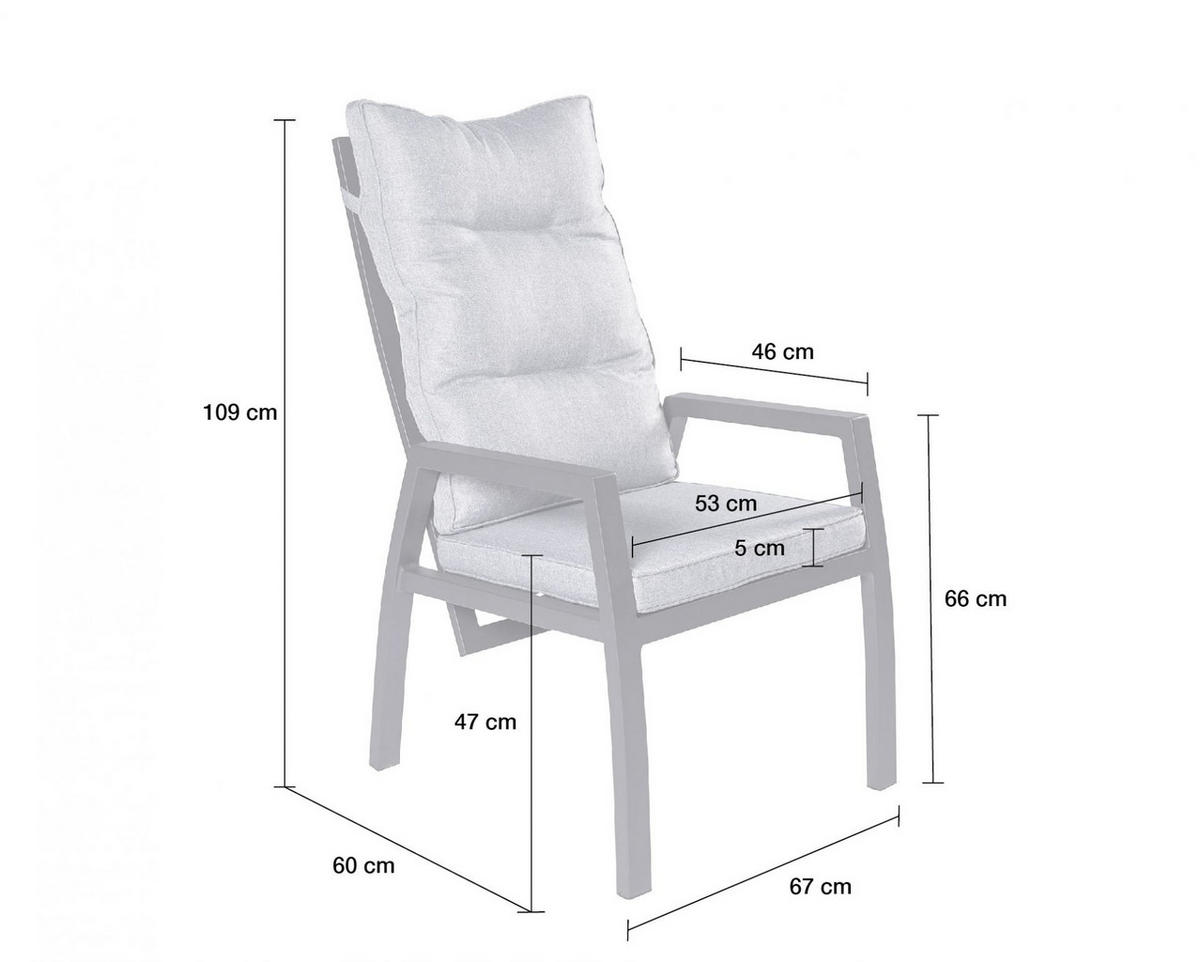 GARTENSTUHL Burundi 67x60x109 cm, Metall, Anthrazit - Anthrazit, Metall (67/109/60cm) - dasmöbelwerk