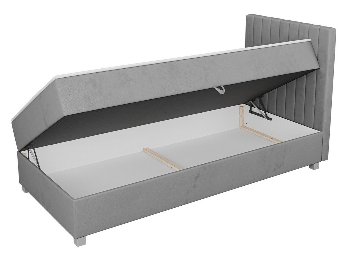 BOXBETT Viki - Silberfarben/Hellgrau, Holzwerkstoff/Kunststoff (90/200cm) - MIRJAN24