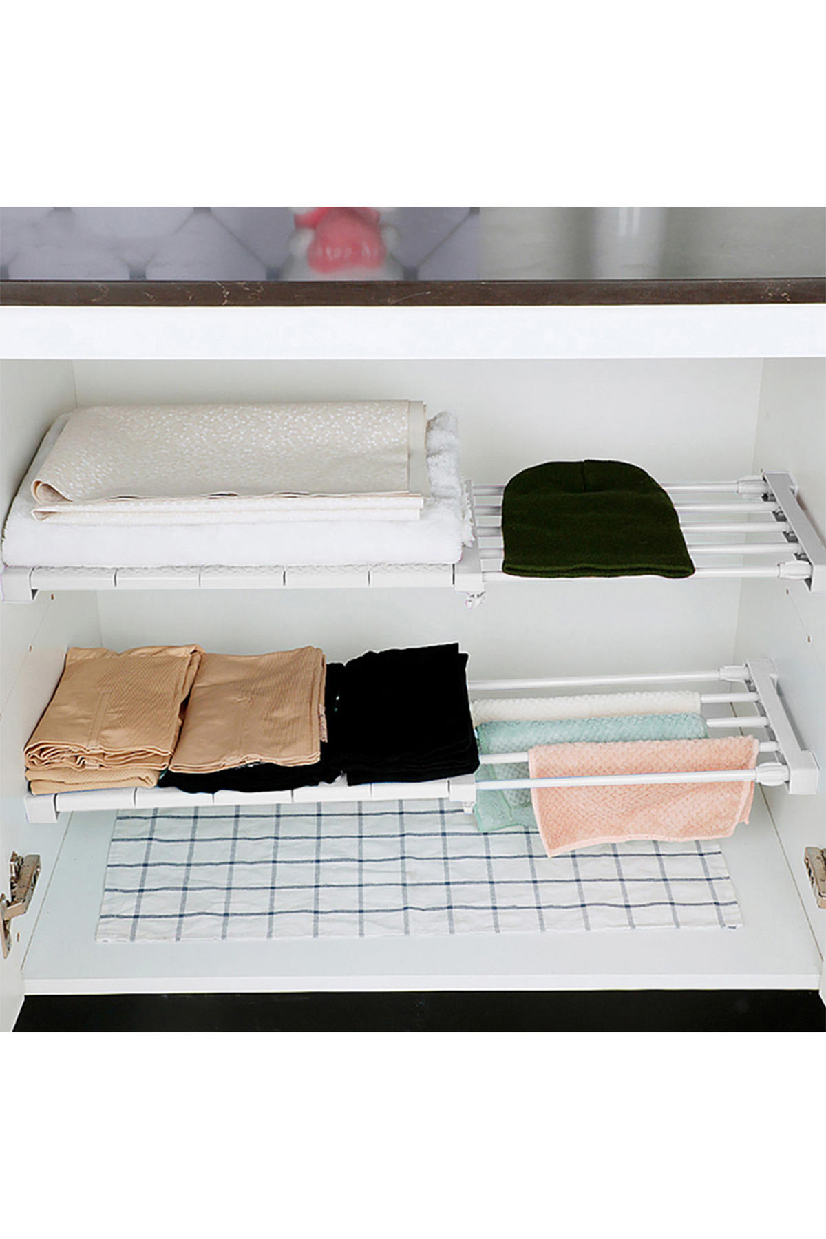 SCHRANK-SPANNREGAL in Weiß Verstellbares - Weiß, Kunststoff (24/50/1.5cm) - Livingandhome