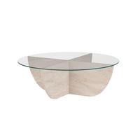 COUCHTISCH Liya Travertin - Beige, Glas (90/90/30cm) - Habitat Garten