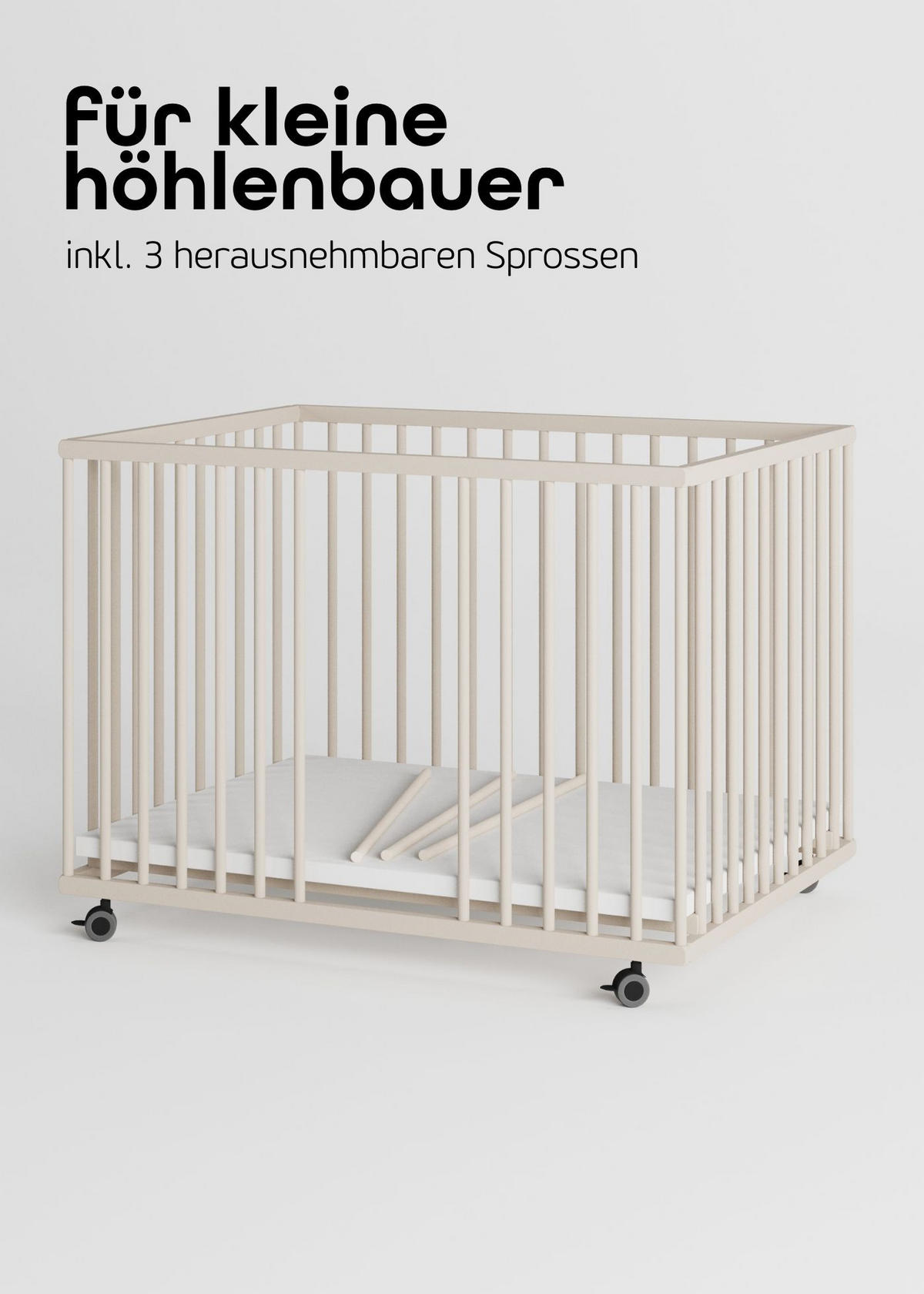 LAUFGITTER 75x100 cm mit Schlupfsprossen - sahara dust - Premium Kollektion - Sandfarben, Holz (100/74/75cm) - Sämann – make a difference.