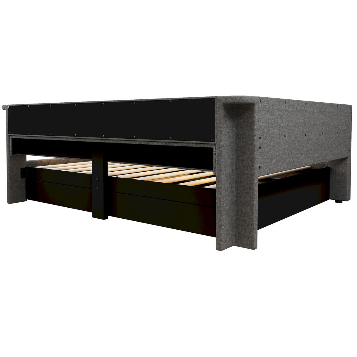 SCHLAFSOFA 140 x 200 cm, Grau, Leinen, LED, USB - Grau, Naturmaterialen (140/200cm) - FLIEKS