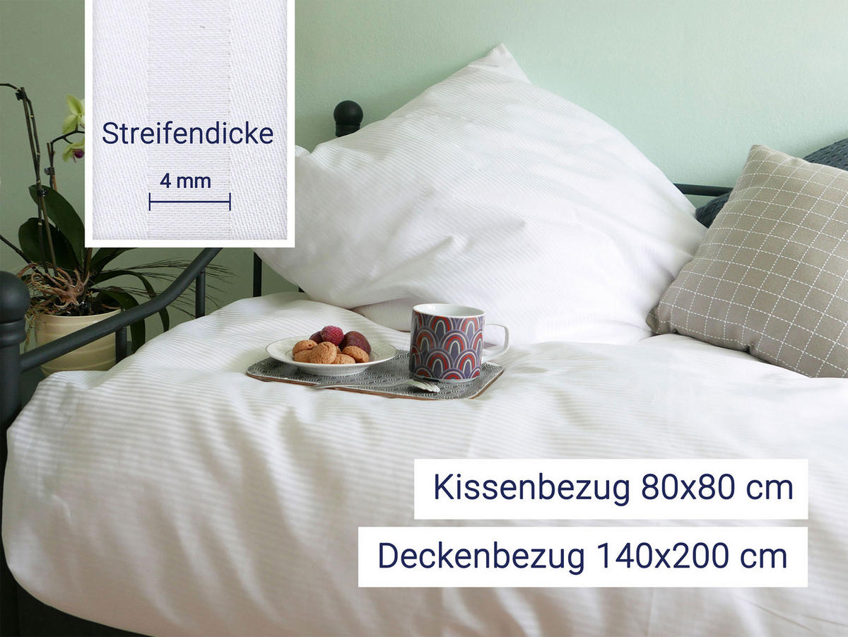 BETTWÄSCHE, 80x80 + 140x200 cm, 100% Baumwolle, Weiß - Weiß, Textil (140/200cm) - Zollner