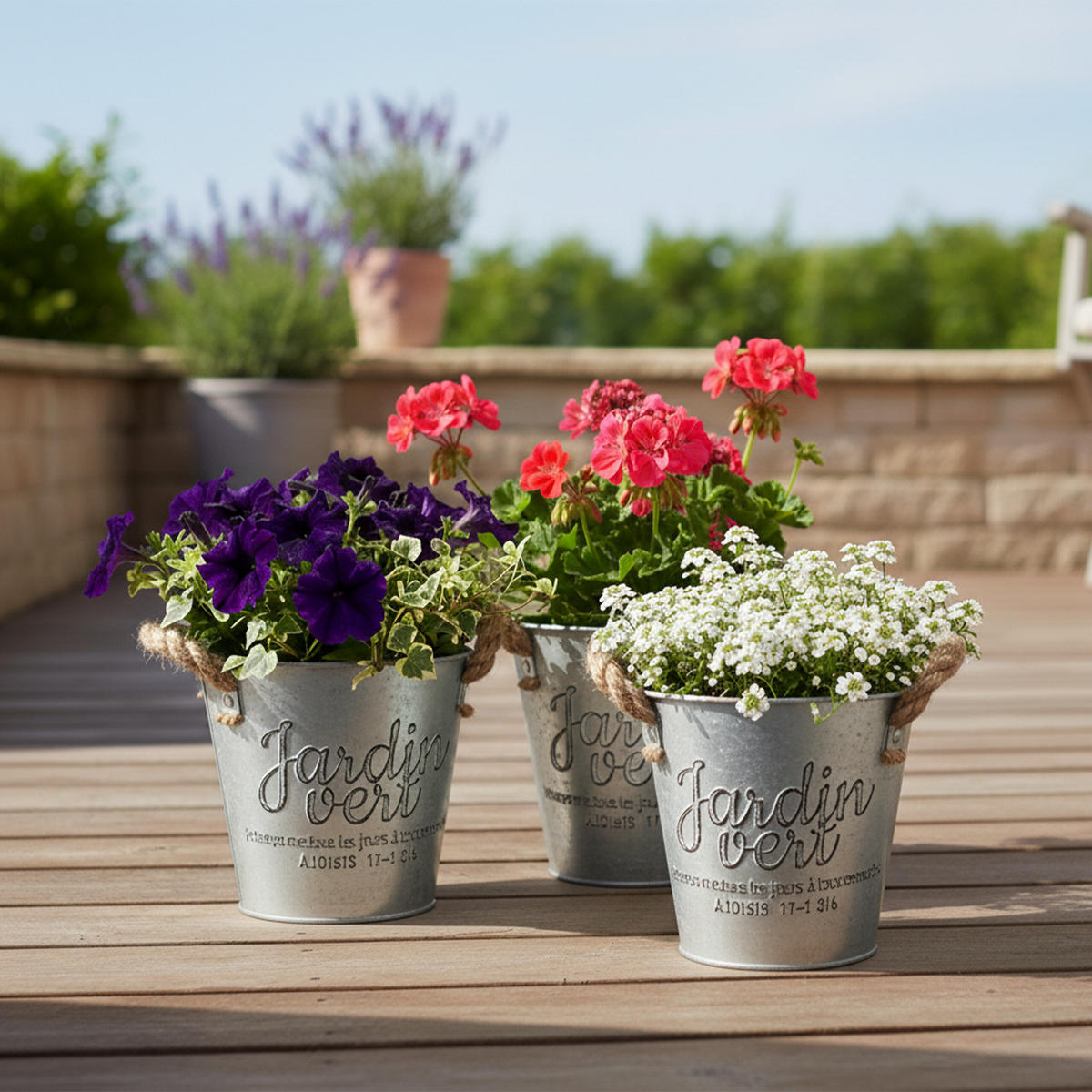 SADA 3 kvetináčov - sivá, kov/textil (14/12.5/14cm) - Relaxdays