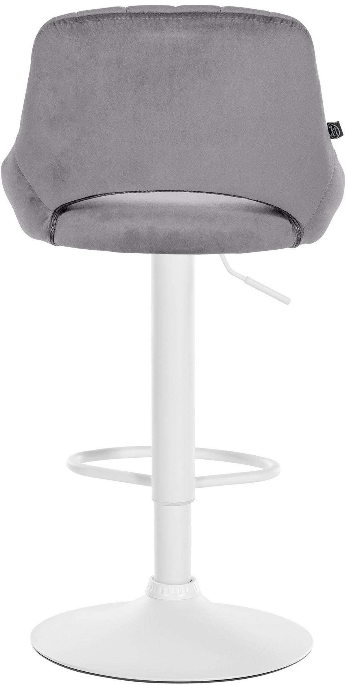 BARHOCKER Milos Samt weiß dunkelgrau - Weiß/Grau, Textil/Metall (47/106/48cm) - TPFLiving