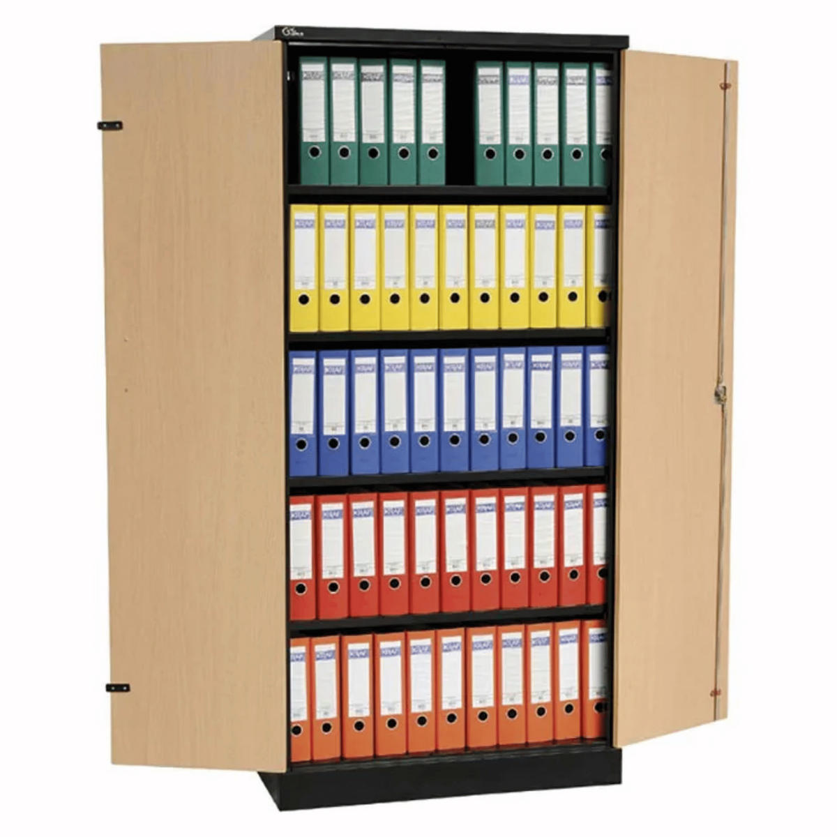 AKTENSCHRANK Beetle 4 Fachböden 195x92x42 cm Schwarz & Buche - Buchefarben, Metall (92/195/42cm)