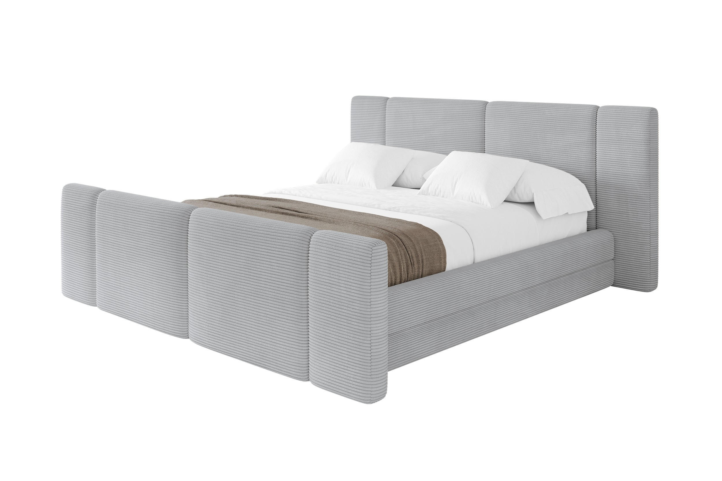 POLSTERBETT mit Bettkasten, Fußteil und Lattenrost, Boxbett ohne Matratze - TEVO-Z 140x200 Grau - Anthrazit, Holzwerkstoff/Textil (140/200cm) - ALTDECOR