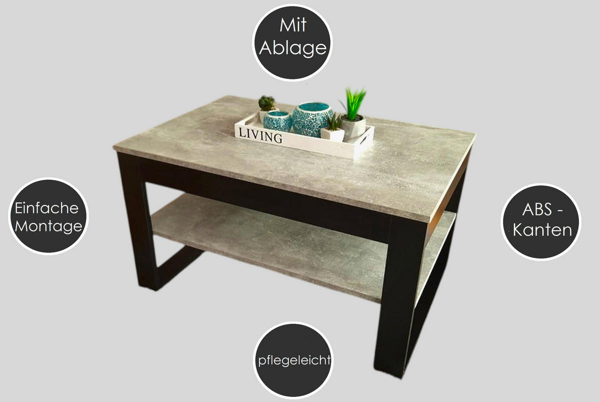 COUCHTISCH rechteckig Eiche Gold Schwarz matt 90/60/50 cm - Eichefarben/Schwarz, Holzwerkstoff (60/90/50cm) - designimpex