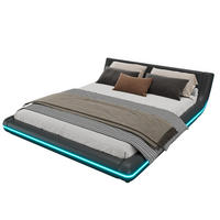 BETT 160/200 cm aus PU in Schwarz – inkl. Lattenrost und LED-Beleuchtung - Schwarz, Kunststoff (160/200cm) - BEAOK