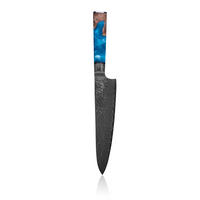 KOCHMESSER mit Klinge aus VG10 Damaststahl und ergonomischem Holzgriff - Blau, Holz (26cm) - Küchenkompane