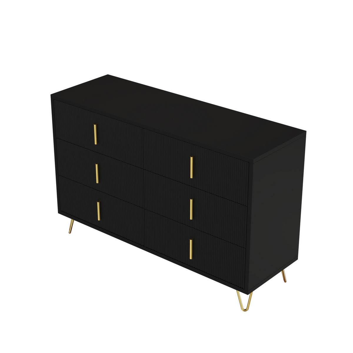 TV stolek 200/35/60 cm s LED osvětlením, vysoký lesk a skleněná plocha, úložný prostor, Bílá/Černá - černá, kompozitní dřevo (200/60/35cm) - Redom