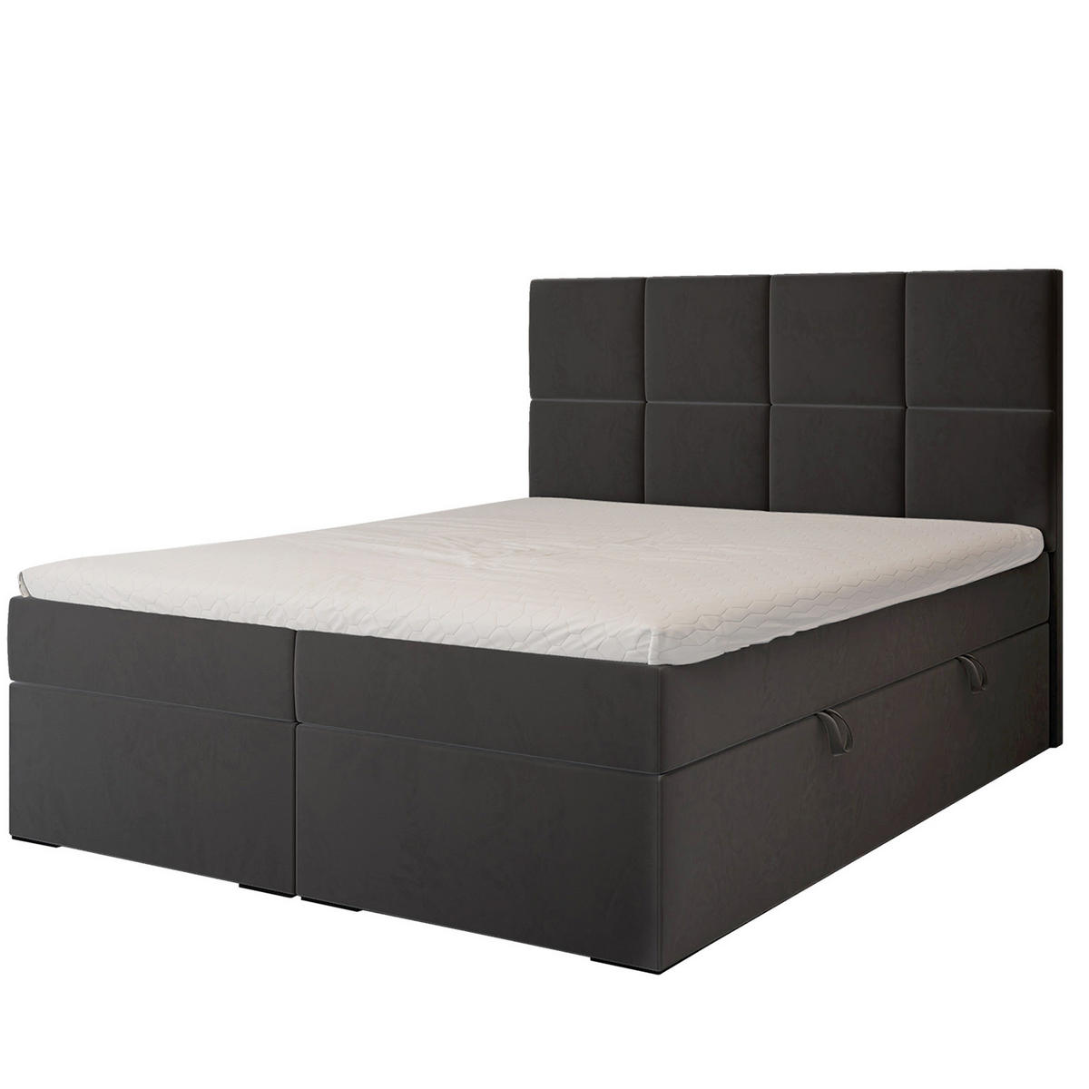 BOXBETT 120x200 cm mit Topper - Schwarz, Textil (120/200cm) - Idohome