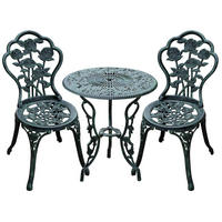 BISTROSET 3-tlg.60/60/69 cm grün aus Eisen im Antik-Look für Balkon und Terrasse - Grün, Metall - OKWISH