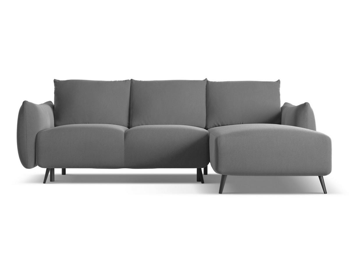 ECKSOFA mit Schlaffunktion Samt Stoff Grau - Schwarz/Grau, Textil/Metall (242/162cm) - Makamii