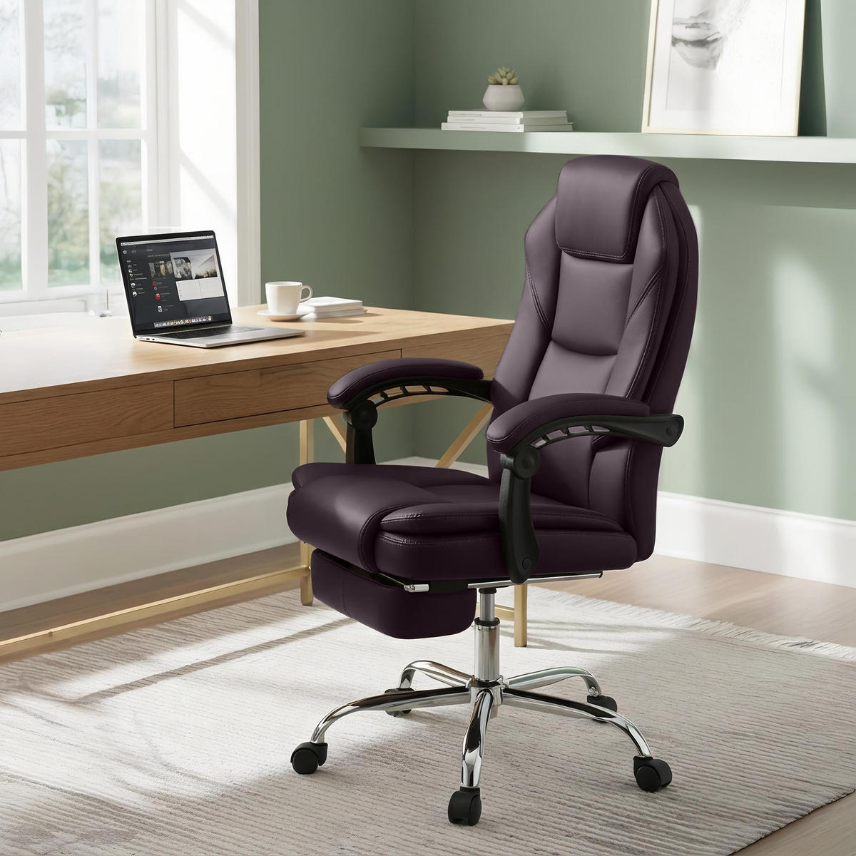 CHEFSESSEL Lederlook Braun - Chromfarben/Braun, Textil/Metall (67/114/64cm) - CLP