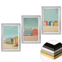 WANDBILDER 3er Set - 40x60 cm Silberner Rahmen - Bunte Häuser, Strand, Sonne - Silberfarben, Kunststoff (40/60cm) - ArtPrintCave