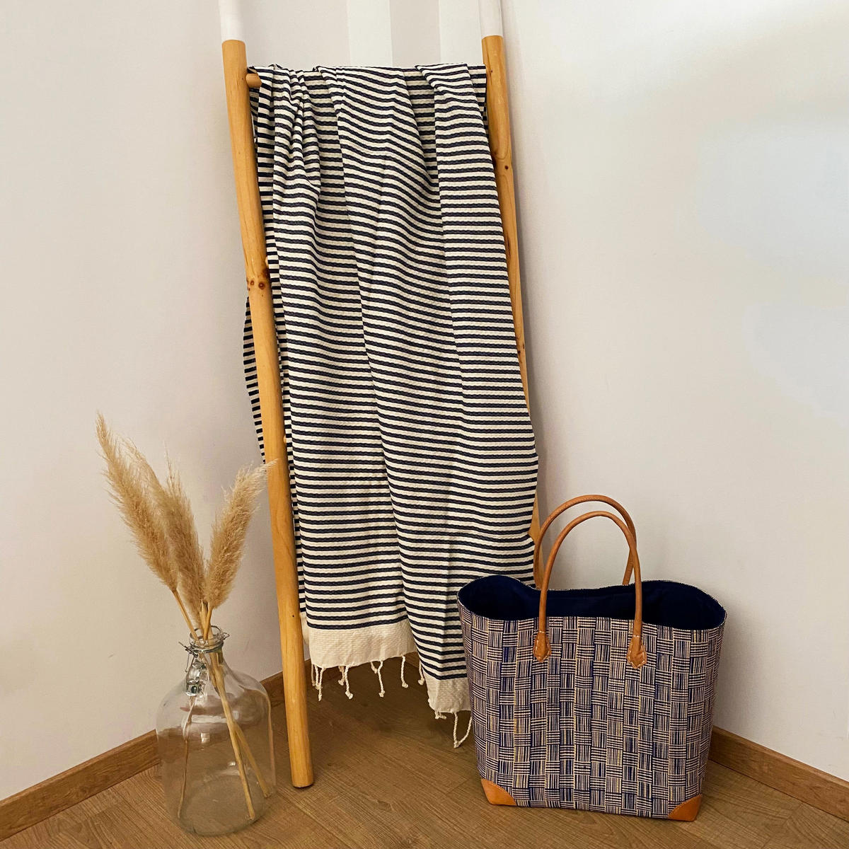 HAMMAMTUCH Traditionelle Yadara 100x200 190g/m² marineblau - Blau, Textil (100/200cm) - LE COMPTOIR DE LA PLAGE