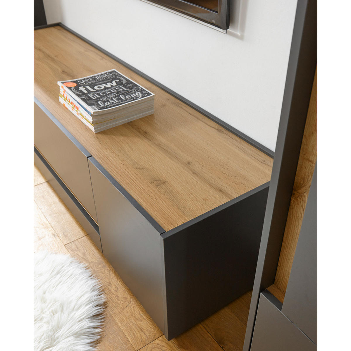 LOWBOARD Crisp-61 - Anthrazit, Holzwerkstoff (140/40/45cm) - Lomado