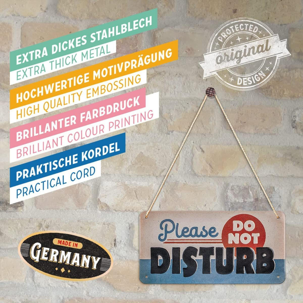 HÄNGESCHILD 10/20 cm Achtung Do Not Disturb - Multicolor, Metall (20/10/0.2cm) - Nostalgic-Art