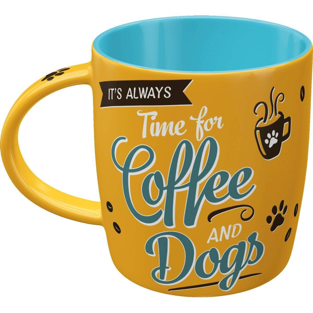 KAFFEETASSE 330 ml Pfotenschild Coffee and Dogs - Multicolor, Keramik (0.33L) - Nostalgic-Art