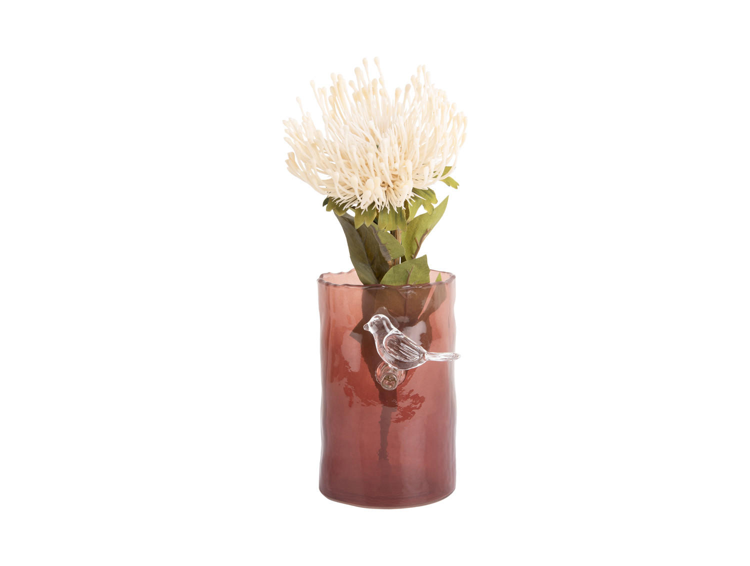 VASE Bird On Branch 9/9/15 cm - Rot, Glas (9.5/15cm) - Present Time