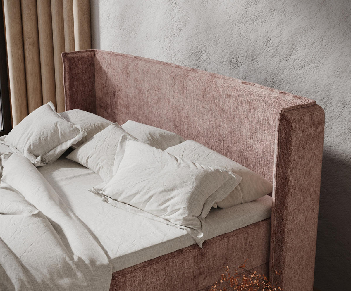 BOXBETT Monpelli Rosa 180/200 cm mit Matratze und Topper - Pink/Schwarz, Holz/Holzwerkstoff (180/200cm) - Maison de Reve