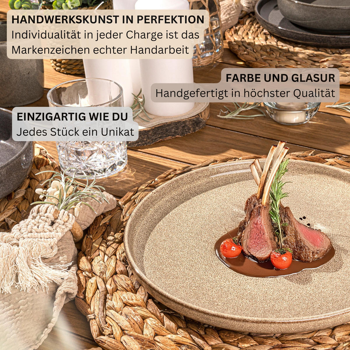 SPEISETELLER SET KAIRO - 4 teilig aus Steingut - Multicolor, Keramik (34.6cm) - Sänger