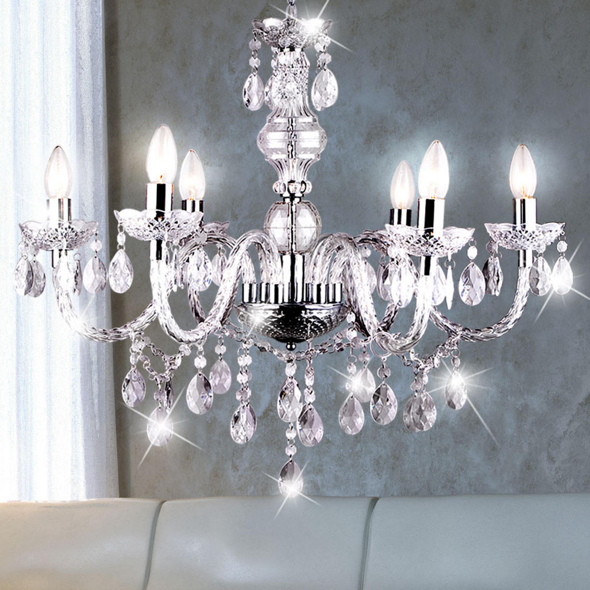 KRONLEUCHTER in verschiedenen Ausführungen - Weiß, Metall (67/67/166cm) - Globo Lighting