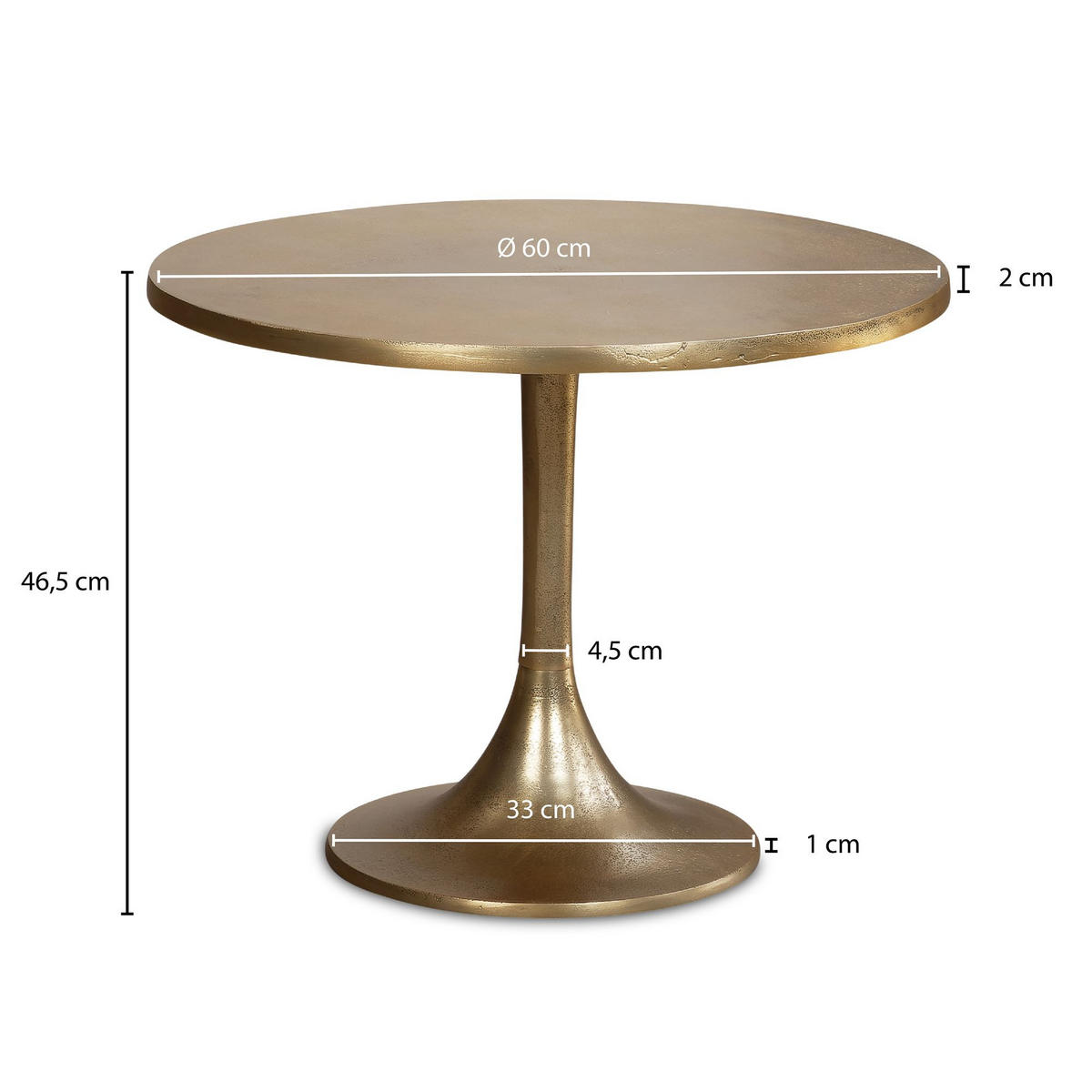 COUCHTISCH Klein Gold Metall Rund 60x60x46,5 cm Modern - Goldfarben, Metall (60/60/47cm) - KADIMA DESIGN