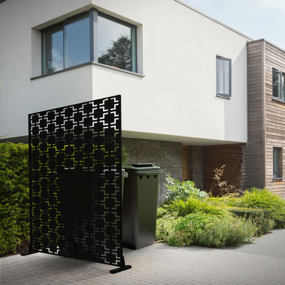 METALL-SICHTSCHUTZ Milano 120x180 cm Schwarz aus Stahl - Schwarz, Metall (120/183cm) - ML-DESIGN