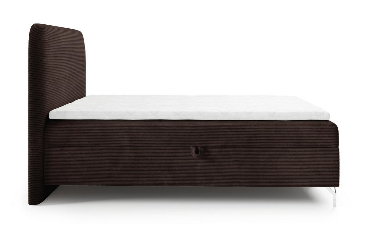 BOXSPRINGBETT mit Matratze H3 200x200 Rotos, Cordstoff, Bettkasten, Braun - Braun, Holz/Textil (200/200cm) - Emporius