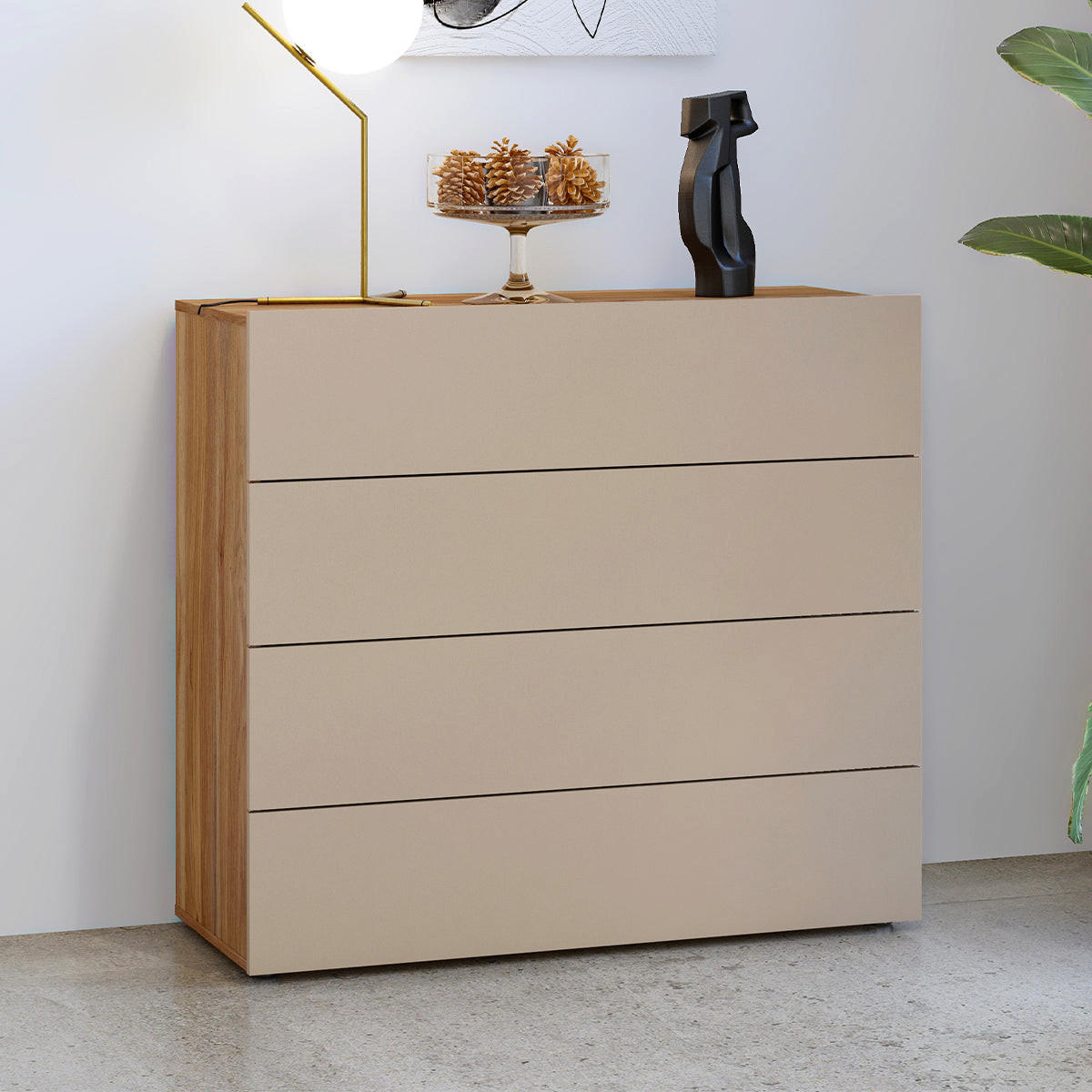 KOMODA Iséa Taupe - šedohnědá, kompozitní dřevo (100/91/40.5cm) - Petits-meubles