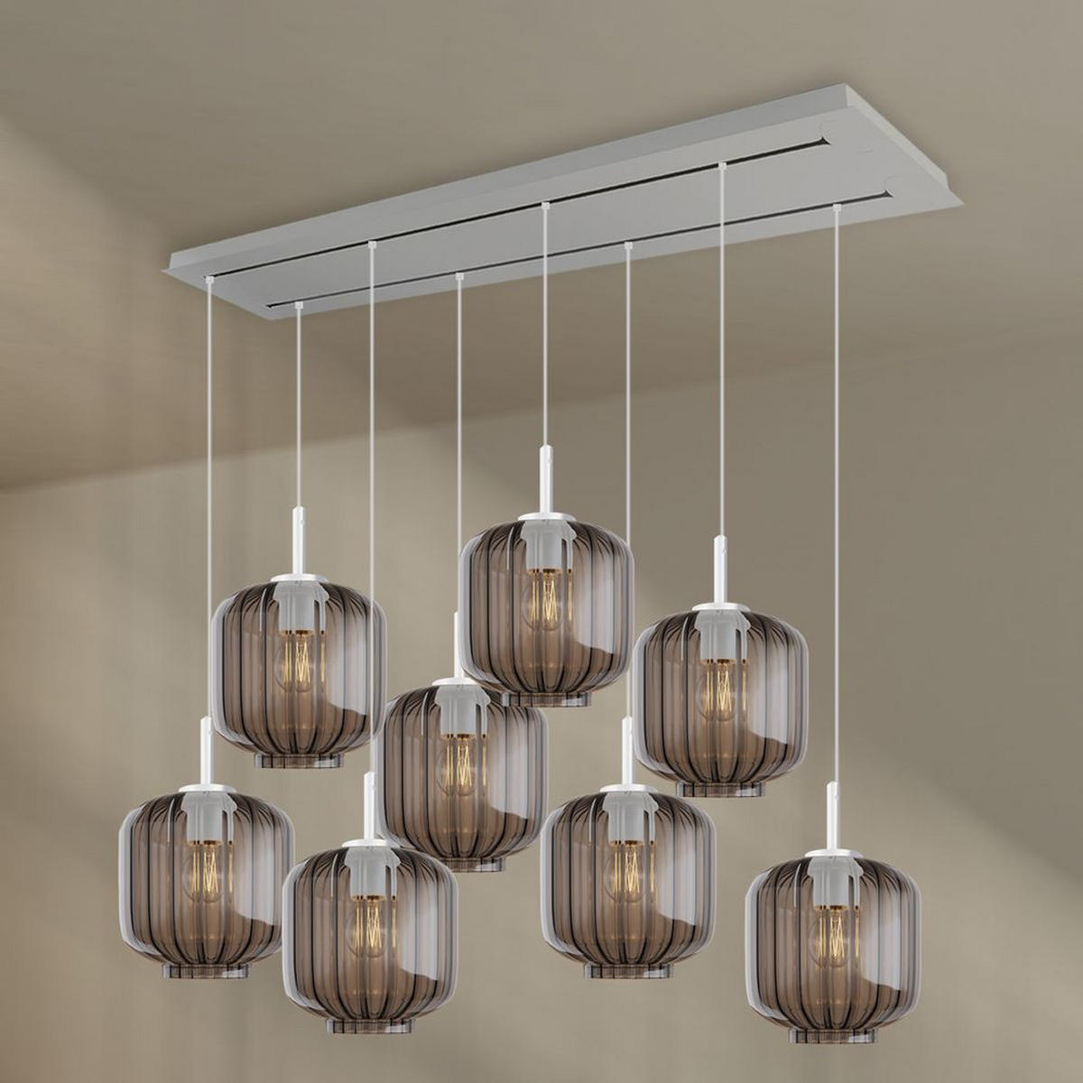HÄNGELEUCHTE Velo 8-flammig Rauch Ø 20cm - Anthrazit/Weiß, Glas (20/20/20cm) - s.luce