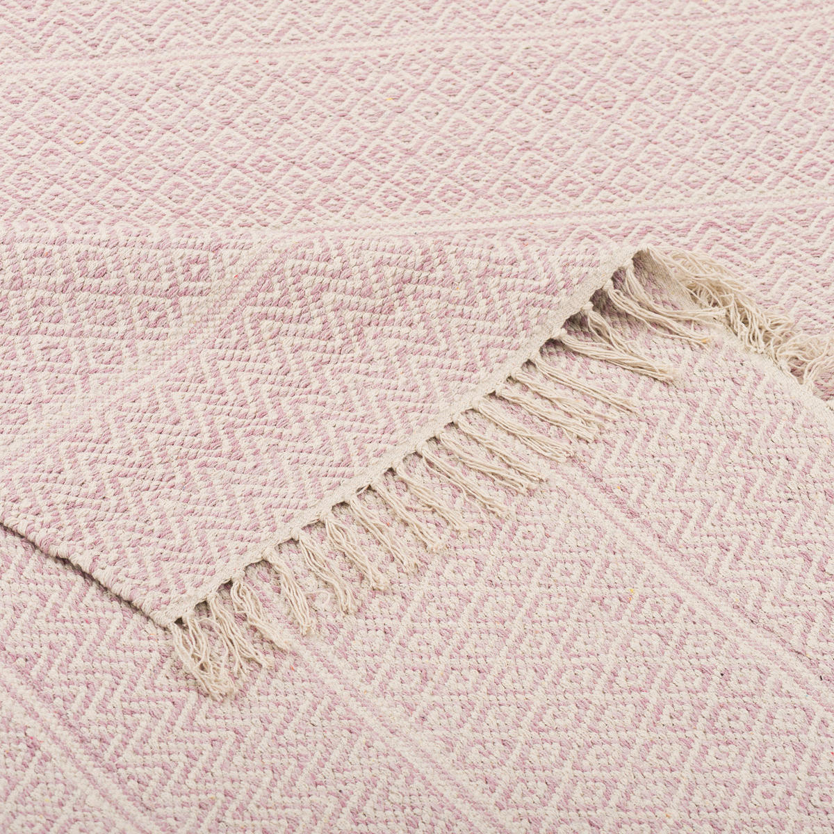 BAUMWOLLE NATUR KELIM TEPPICH SANDY STRIPES - Rosa, Textil (70/140cm) - Pergamon