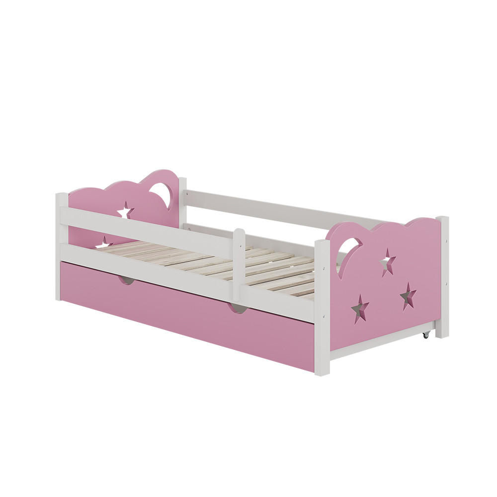 KINDERBETT Jessica Rosa 80x160 cm mit Schublade, ohne Matratze - Pink/Weiß, Holzwerkstoff (166/53/86cm) - VitaliSpa