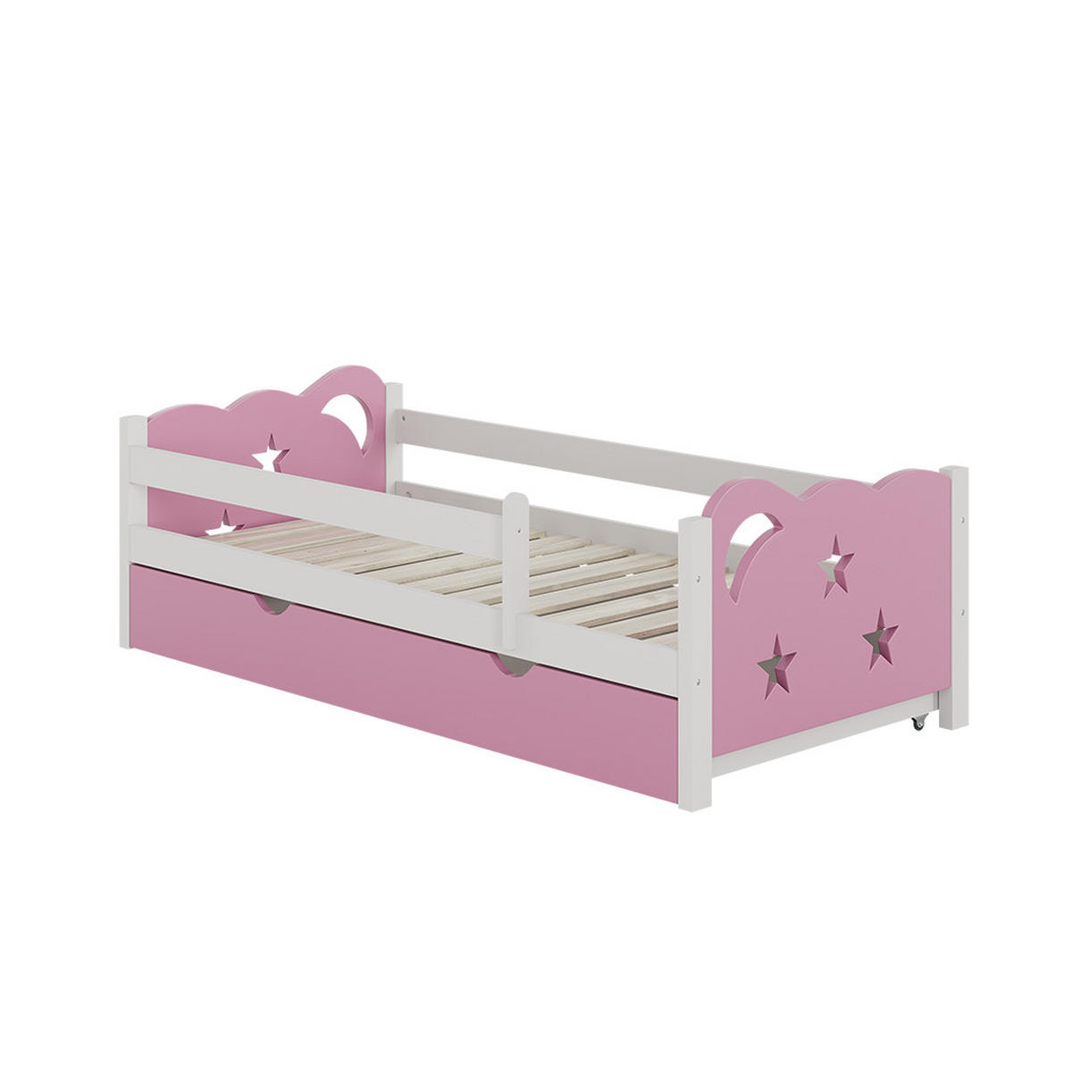 KINDERBETT Jessica Rosa 80x160 cm mit Schublade, ohne Matratze - Pink/Weiß, Holzwerkstoff (166/53/86cm) - VitaliSpa