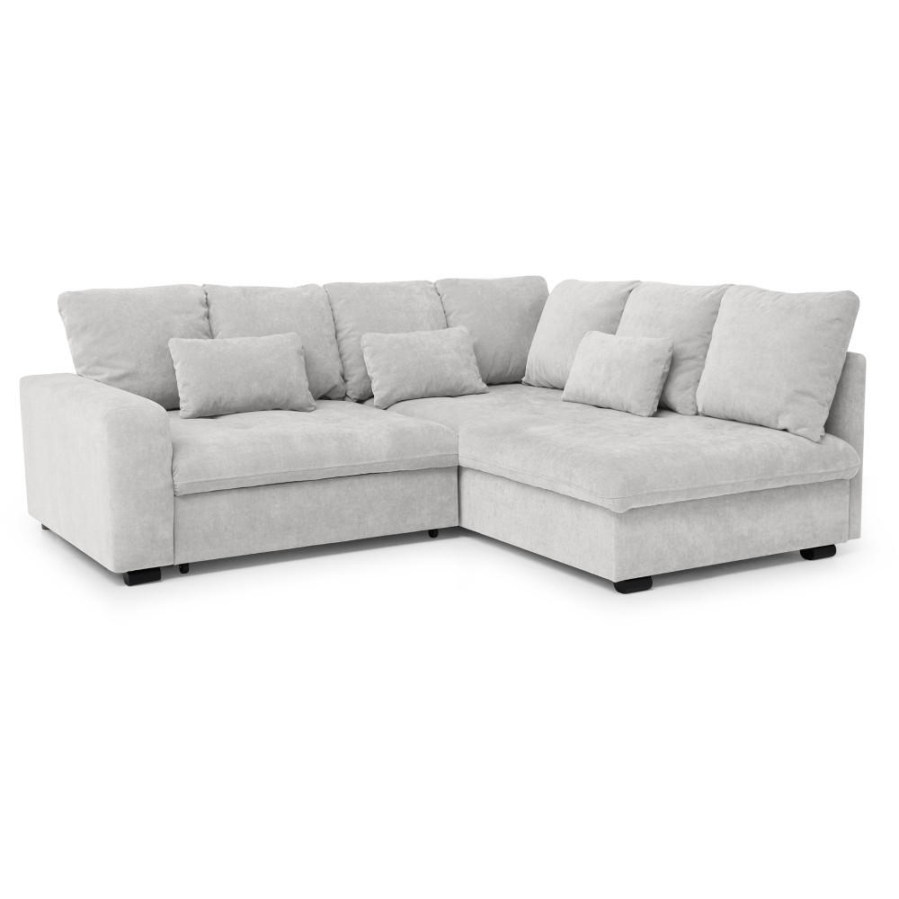 ECKSCHLAFSOFA Ramo mit Bettkasten, Topper gratis, Beige, rechts - Beige/Schwarz, Textil (229/190cm) - Beautysofa